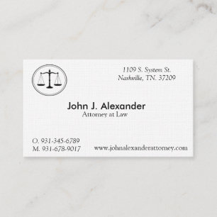 Carte De Visite Affaires d'avocat, 3,5" x 2,0", blanc 100