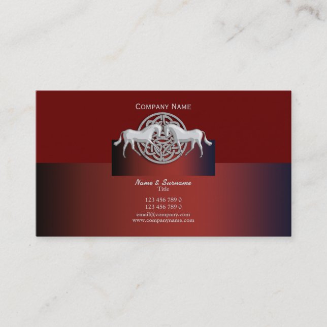 Carte De Visite Affaires de cheval lançant le blanc noir rouge (Devant)