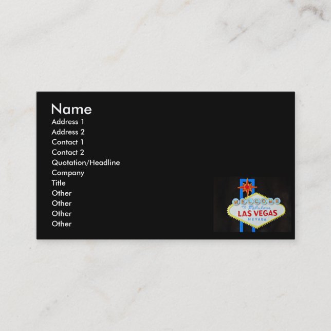 Carte De Visite Affaires de Las Vegas (Devant)