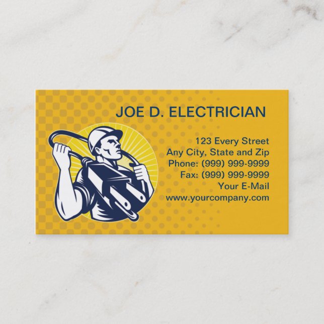 Carte De Visite affaires électriques de travailleur de monteur de (Devant)