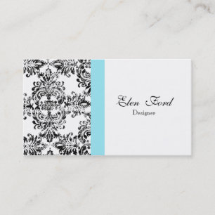 Carte De Visite Affaires élégantes noires et blanches et bleues de