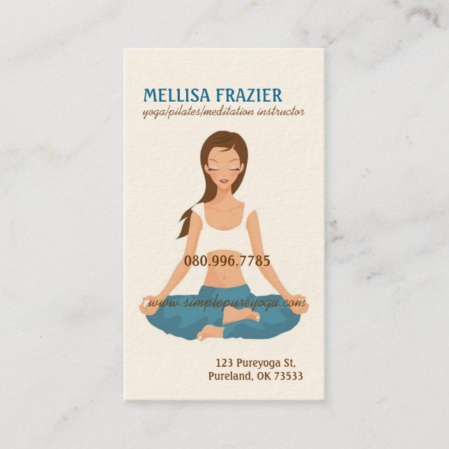 Carte De Visite Affaires/instructeur de méditation de Pilates de (Devant)