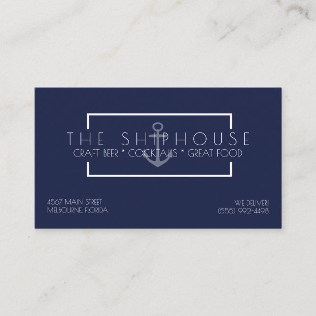 Carte De Visite Affaires nautiques de barre de restaurant de bleu (Devant)