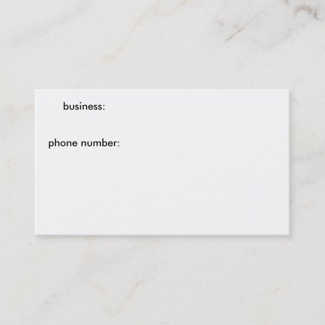 Carte De Visite affaires : numéro de téléphone : (Devant)