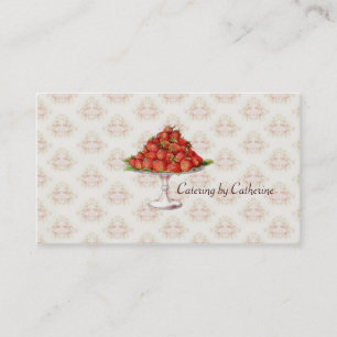 Carte De Visite Affaires roses vintages de fraises de restauration