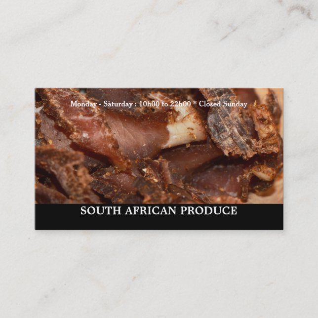 Carte De Visite Affaires sud-africaines de jerkey de biltong (Devant)