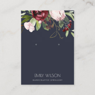 CARTE DE VISITE AFFICHAGE FLEURI DE LA PROTÉA BURGUNDY DE LA MARI