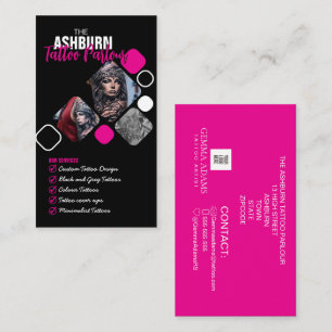 Carte De Visite Affiche de Salon de Tatouage - Noir rose personnal