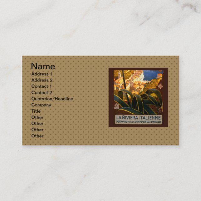 Carte De Visite Affiche italienne Riviera Europe Italy Travel (Devant)