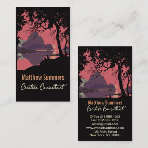 Carte De Visite Affiche minimaliste de coucher de soleil en Norvèg