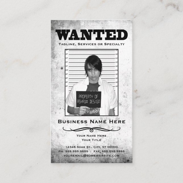 Carte De Visite affiche recherchée (Devant)