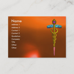Carte De Visite AGATE de CADUCÉE, rose vibrant d'or jaune-orange