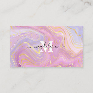 Carte De Visite  Agate D'Iridescente En Marbre De Cristal Rose Et 