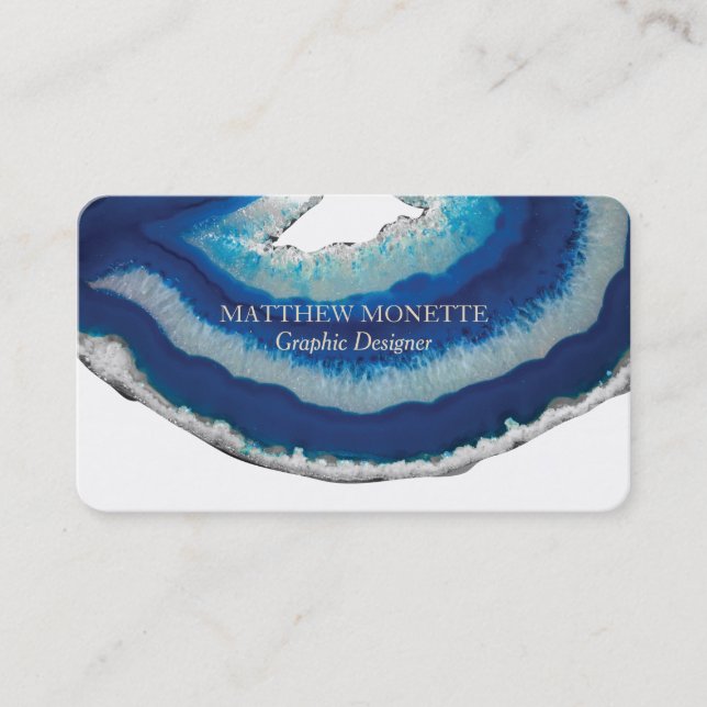Carte De Visite Agate élégante de bleu marine (Devant)