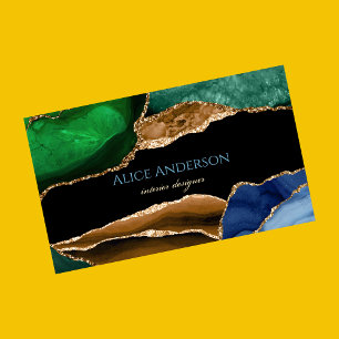 Carte De Visite Agate élégante verte bleue dorée Designer