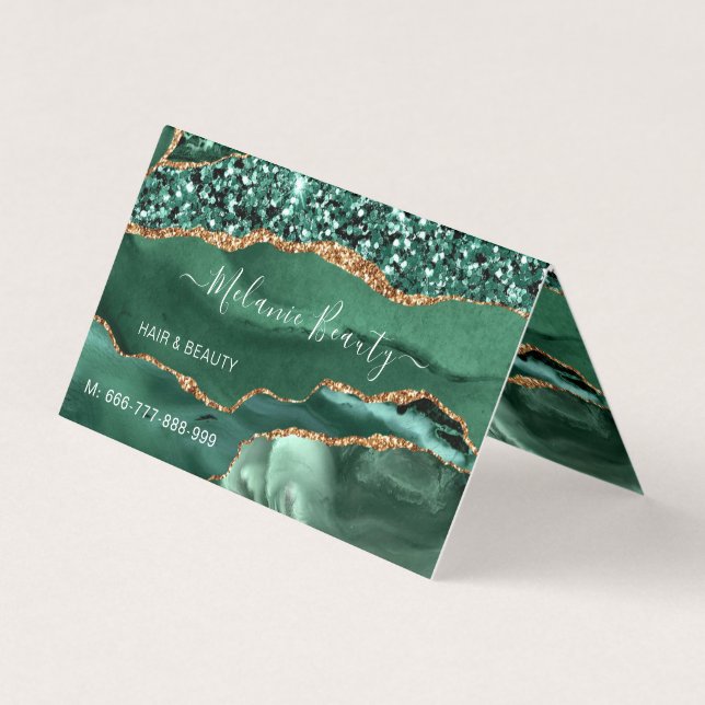 Carte De Visite Agate Green Parties scintillant or Marbre Design m (Devant)
