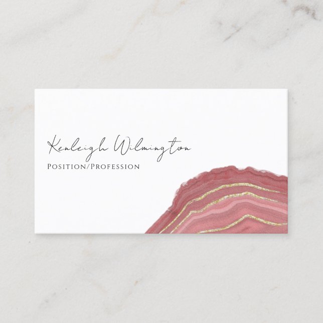 Carte De Visite Agate moderne Marbre rouille Rouge or Parties scin (Devant)