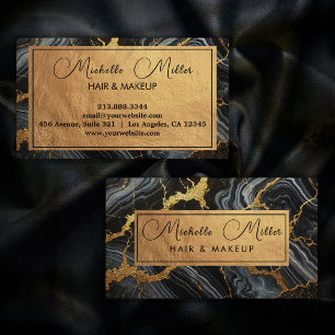 Carte De Visite Agate Noir Marbre Maquillage Artiste Beauté Salon