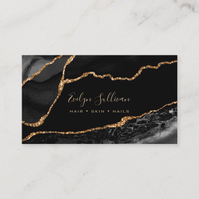 Carte De Visite agate noire grise (Devant)