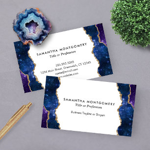 Carte De Visite Agate professionnelle veines or bleu violet person