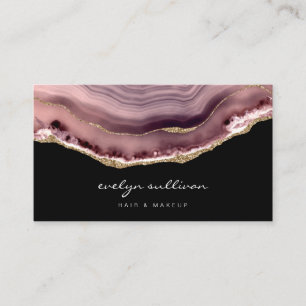 Carte De Visite agate rose poussiéreuse sur noir
