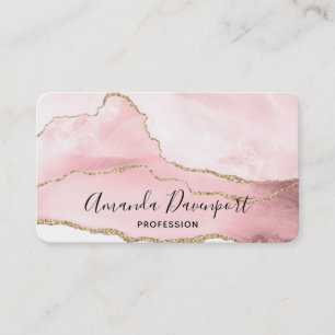 Carte De Visite Agate rose vierge avec ruban or Élégant