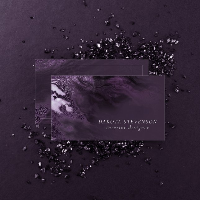Carte De Visite Agate violette cristallisée | Moody Marbled Stone (Créateur téléchargé)