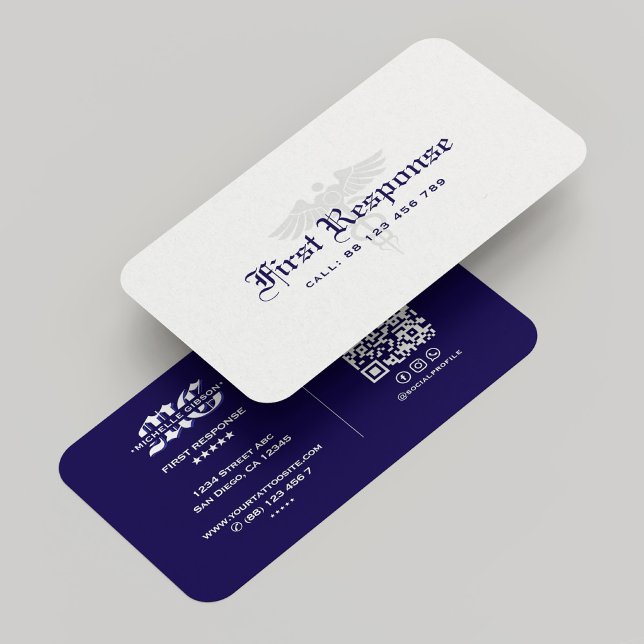 Carte De Visite Agence de première intervention minimale bleu fonc (Minimal First Response Agency Dark Blue Business Card
)