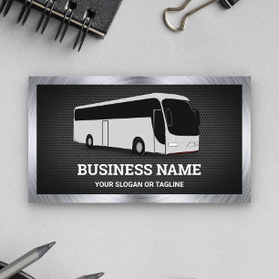 Carte De Visite Agence de voyages pour visites guidées en bus gris