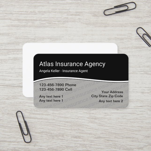 Carte De Visite Agence moderne d'assurance (Devant/Arrière en situation)