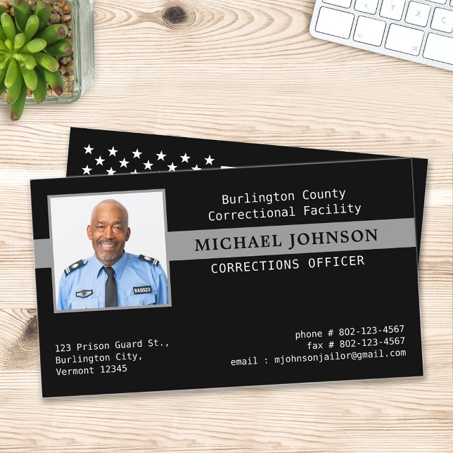 Carte De Visite Agent correctionnel Photo personnalisée Ligne minc (Créateur téléchargé)