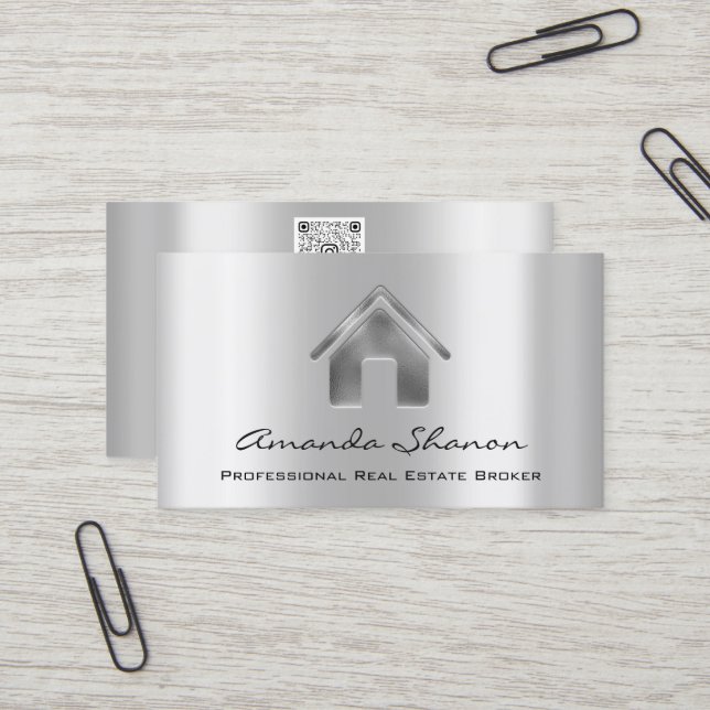 Carte De Visite Agent courtier immobilier professionnel Silver Gre (Devant/Arrière en situation)