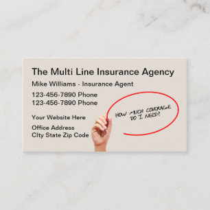 Carte De Visite Agent d'assurance multiligne
