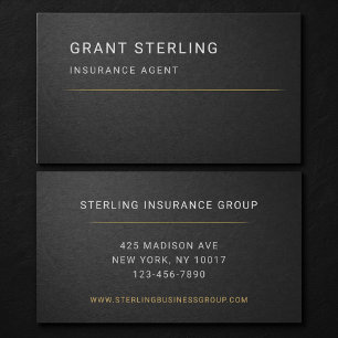Carte De Visite Agent d'assurance noir professionnel 