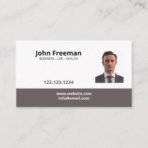 Carte De Visite Agent d'assurance photo Brown et blanc simple