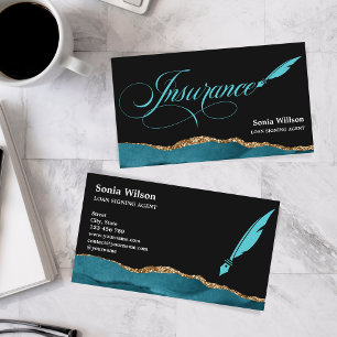 Carte De Visite Agent d'assurance professionnelle Turquoise Agate