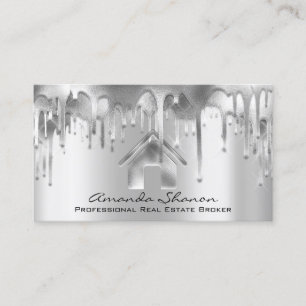 Carte De Visite Agent de courtage immobilier professionnel Silver 