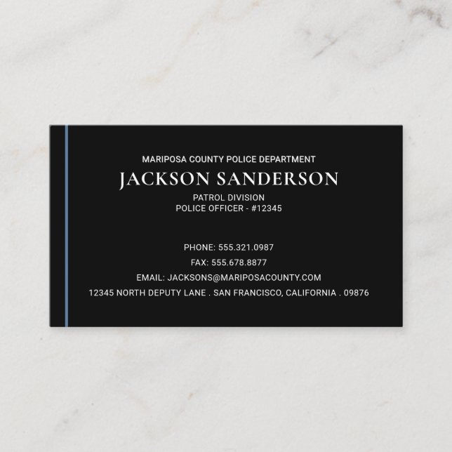 Carte De Visite Agent de la force publique Commissariat de police (Devant)