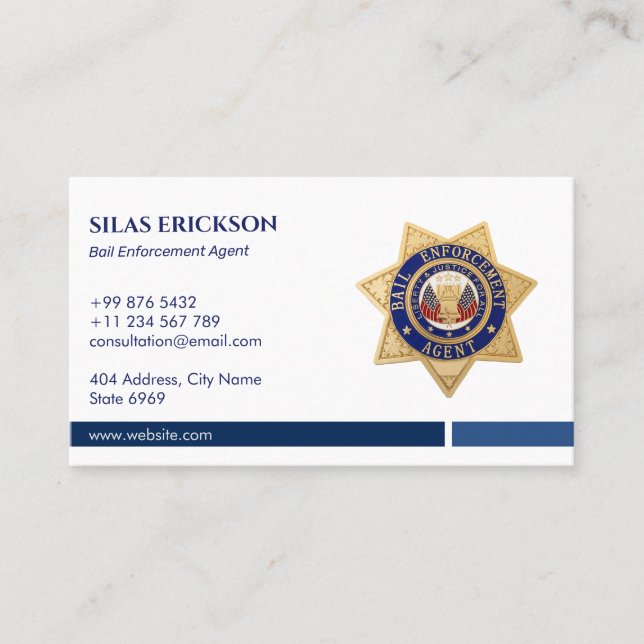 Carte De Visite Agent de mise en oeuvre | Élégant Bouclier bleu (Devant)