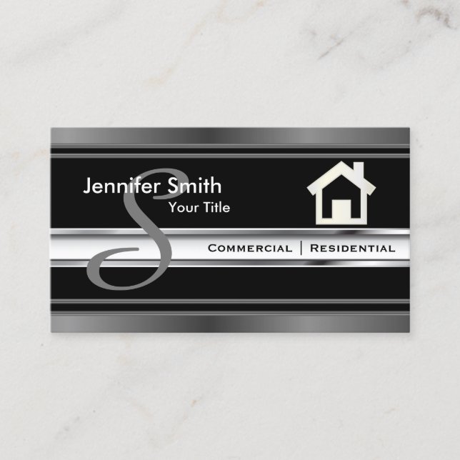 Carte De Visite Agent de Monogramme Real Estate Professional (Devant)
