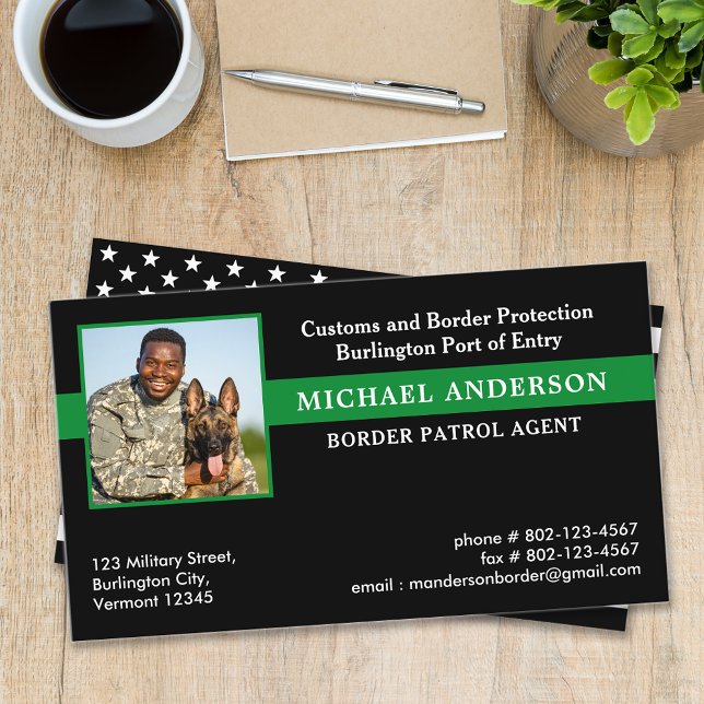 Carte De Visite Agent de patrouille frontalière personnalisée Phot (Créateur téléchargé)
