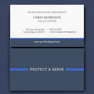 Carte De Visite Agent de police Exécution des lois Ligne bleue fin