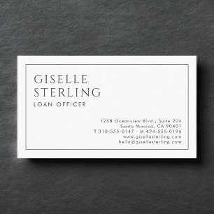 Carte De Visite Agent de prêt Luxe Minimaliste Noir Blanc