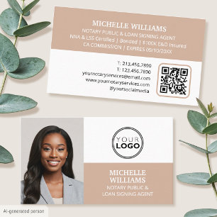 Carte De Visite Agent de signature de notaire Code QR Logo Photo B