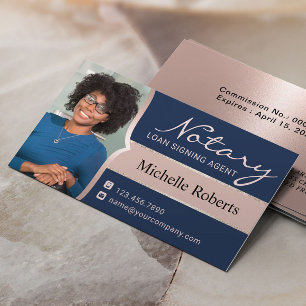 Carte De Visite Agent de signature de notaire Marine & Rose Gold P