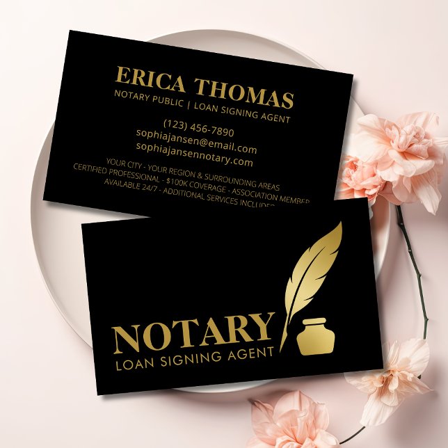 Carte De Visite Agent de signature de notaire mobile Luxury Black  (Créateur téléchargé)