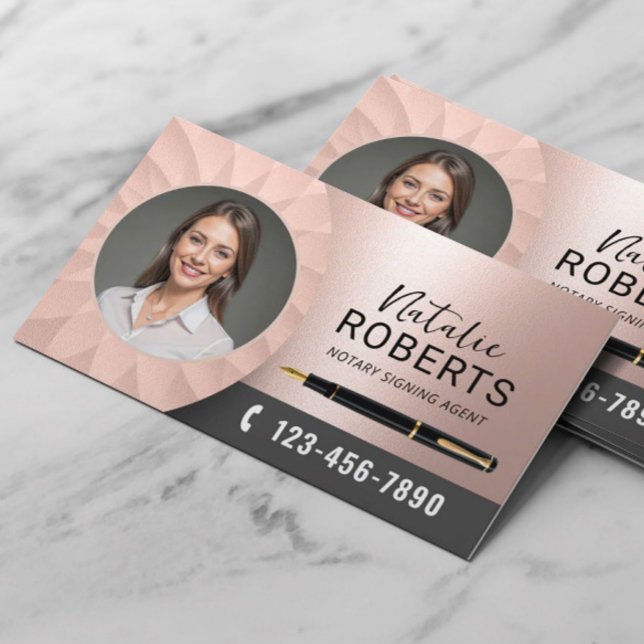 Carte De Visite Agent de signature de notaire mobile Rose Gold Pho (Créateur téléchargé)