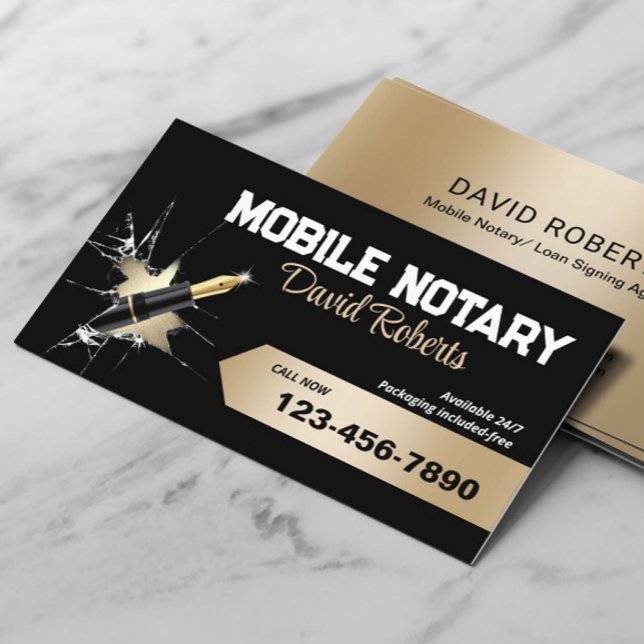 Carte De Visite Agent de signature de notaire mobile Stylo créatif (Créateur téléchargé)