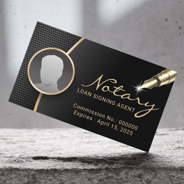 Carte De Visite Agent de signature de notaire professionnel Black  (Créateur téléchargé)