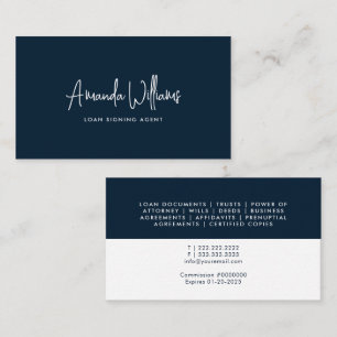 Carte De Visite Agent de signature de notaire professionnel Marine